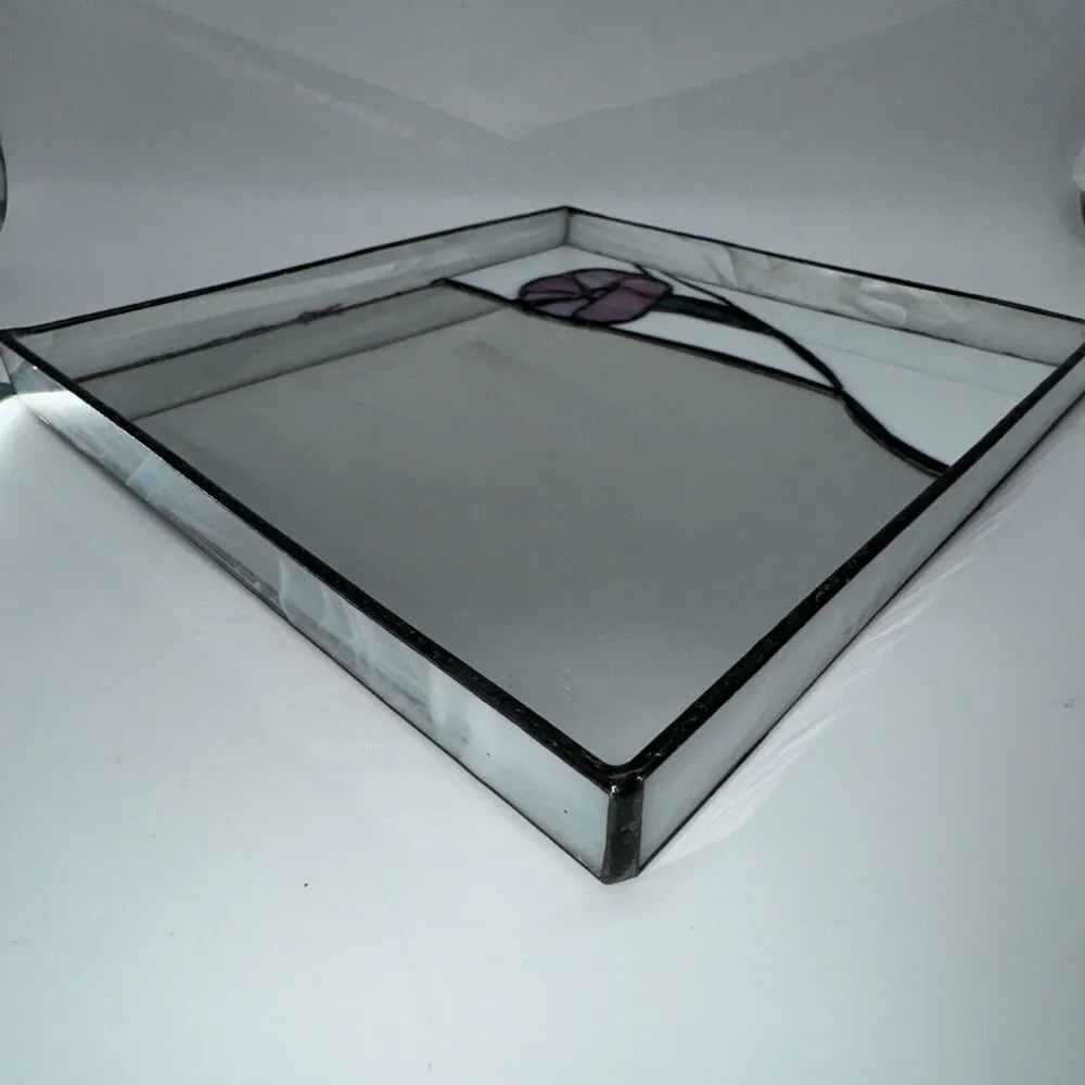 Handmade‎ Stained Glass Square Vanity Mirror Tray 10x10